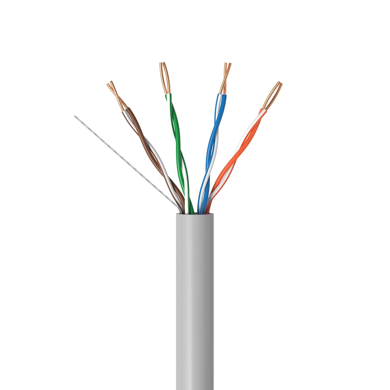 Angle. Cables Direct Online - 500ft Cat5e Solid 24AWG Cable UTP Cat5 Bulk Pull Box Network Copper Clad Aluminum LAN Wire, Unshielded, Gray.