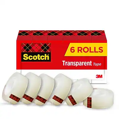 6 Rolls Scotch Transparent Tape 3M