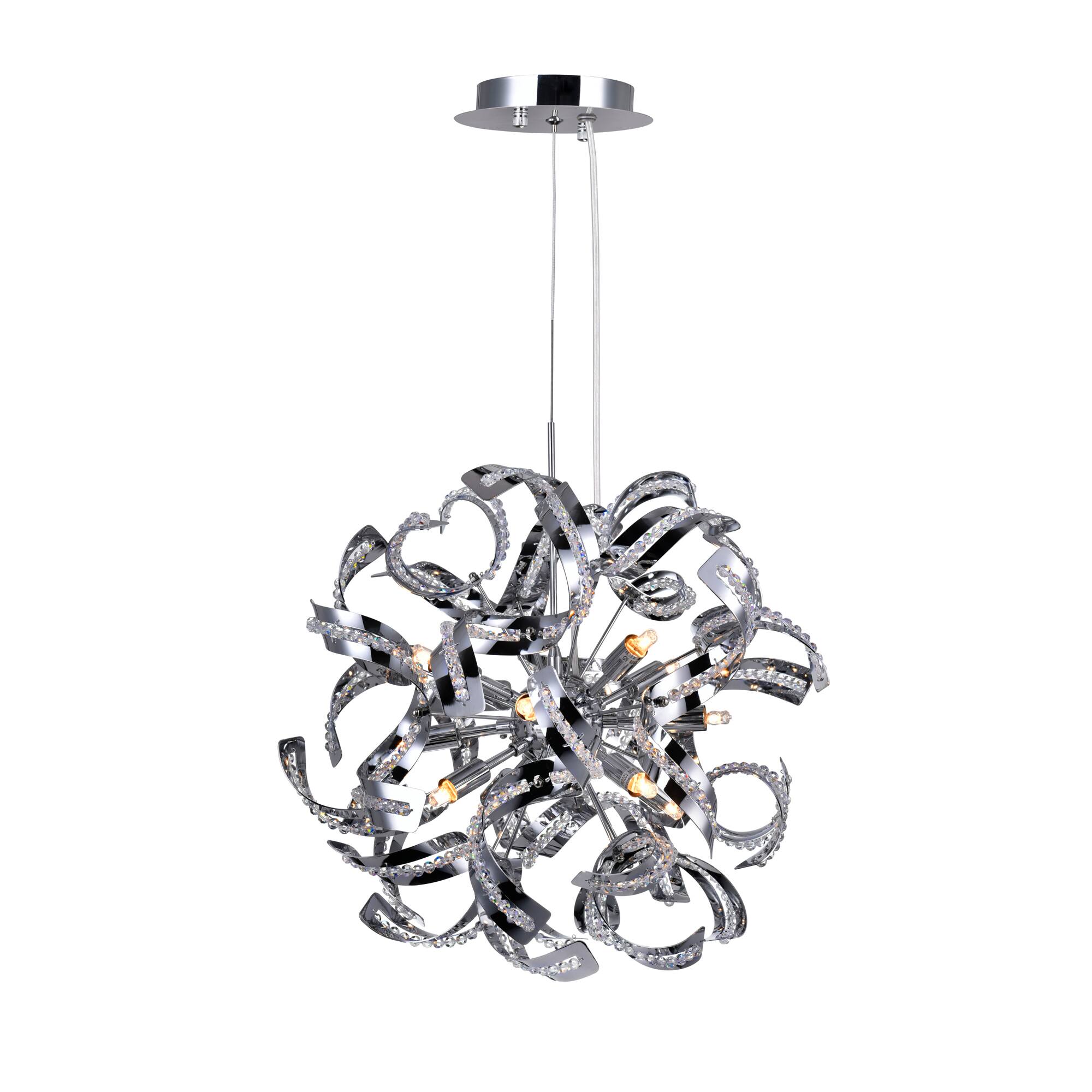 Front. CWI Lighting - Swivel 12 Light Chandelier With Chrome Finish - Chrome.