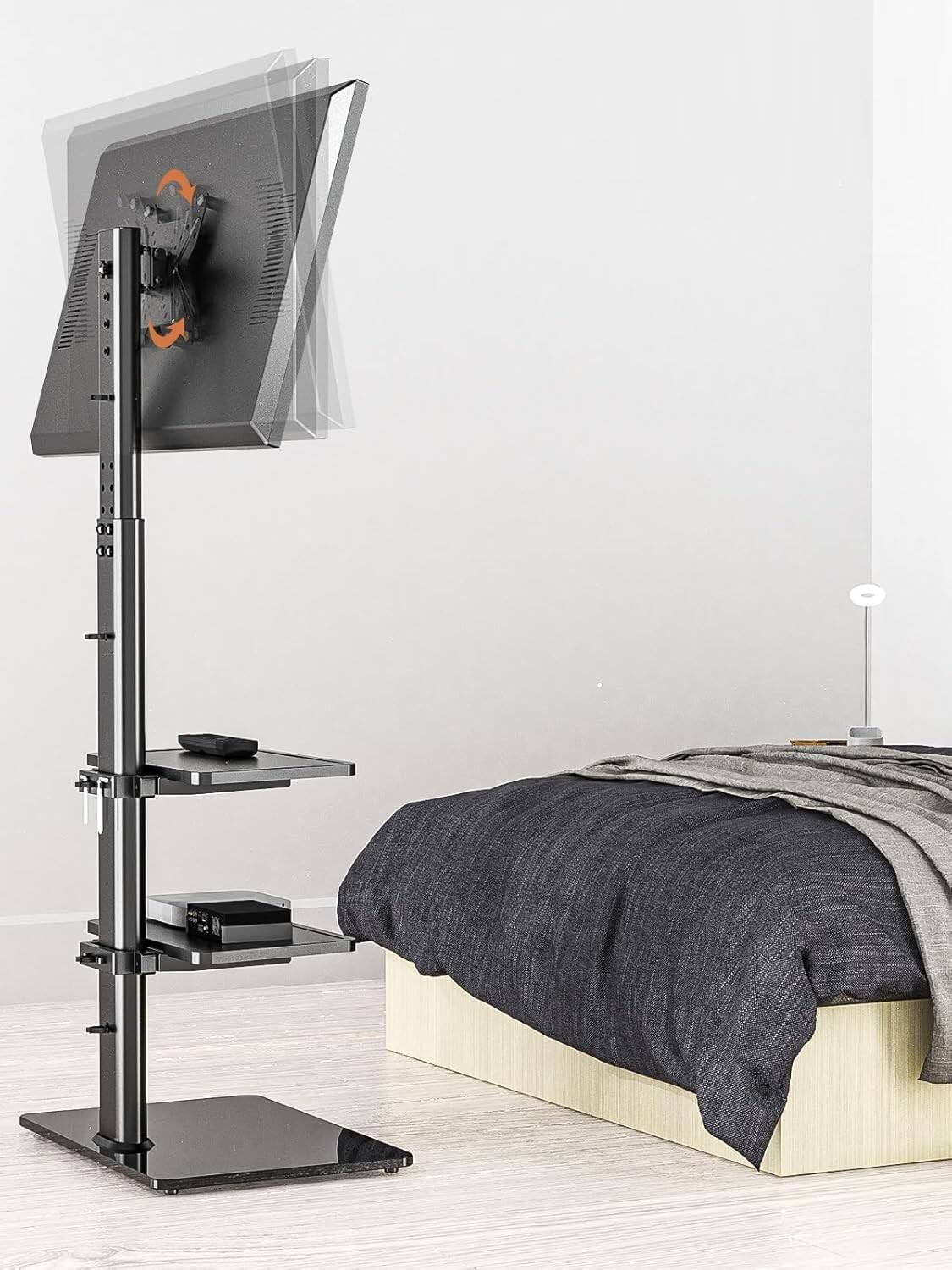 Alt View 1. FINEAK - Universal Floor TV Stand with Swivel Mount for 19-43" TVs & Shelves - Black.