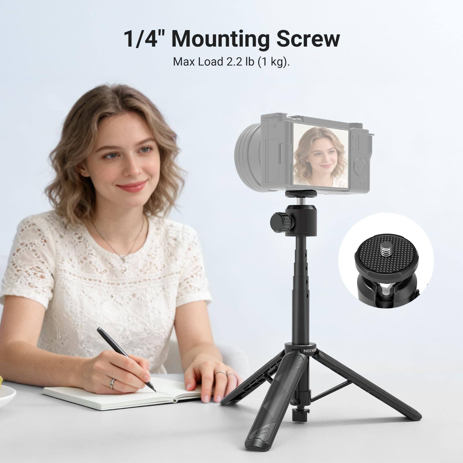 1/4" Mounting Screw  
Max Load 2.2 lb (1 kg).