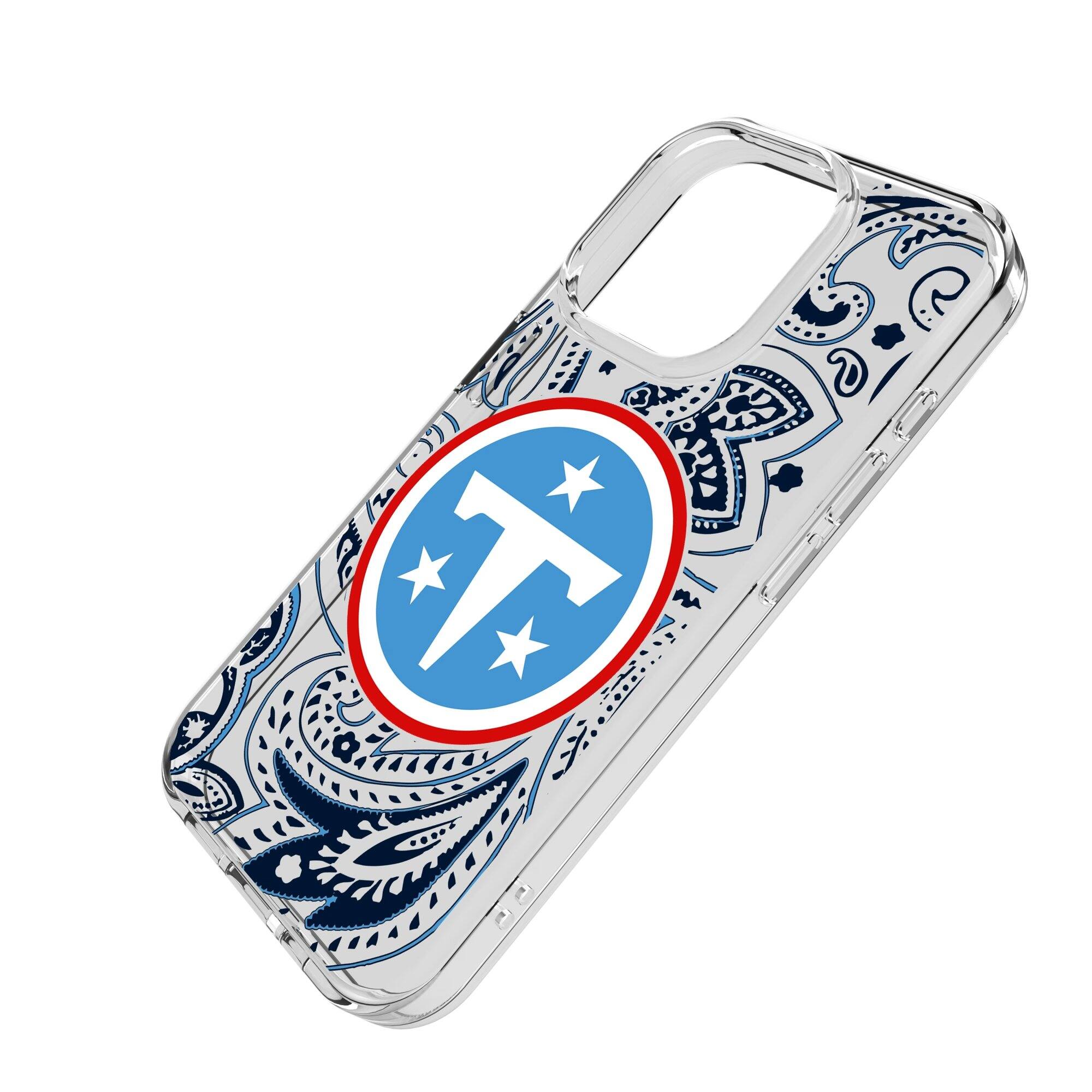 Alt View 1. Keyscaper - Tennessee Titans iPhone Clear Paisley Design Case - 16 Plus - Multicolor.