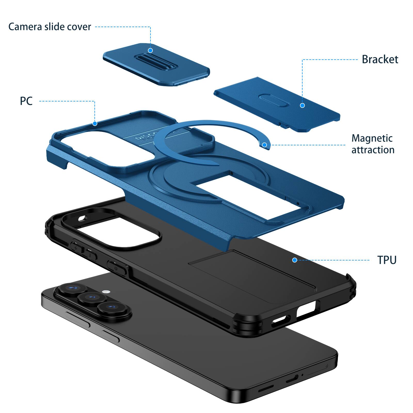 Camera slide cover  
Bracket  
PC  
Magnetic attraction  
TPU