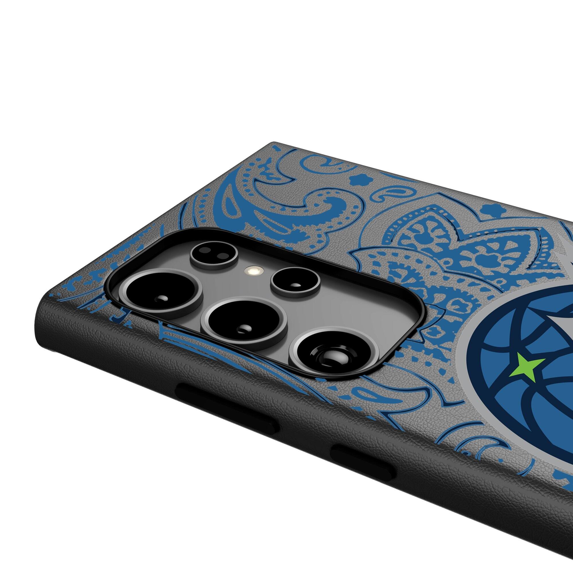 Alt View 3. Keyscaper - Minnesota Lynx Paisley Galaxy Magnetic Bump Case - S24 Ultra - Black.