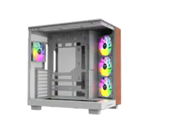 Thermaltake - View 380 XL WS ARGB Mid Tower Chassis with Wood Trim, 4x ARGB Fans, 360mm Radiator, 420mm GPU Clearance - Black