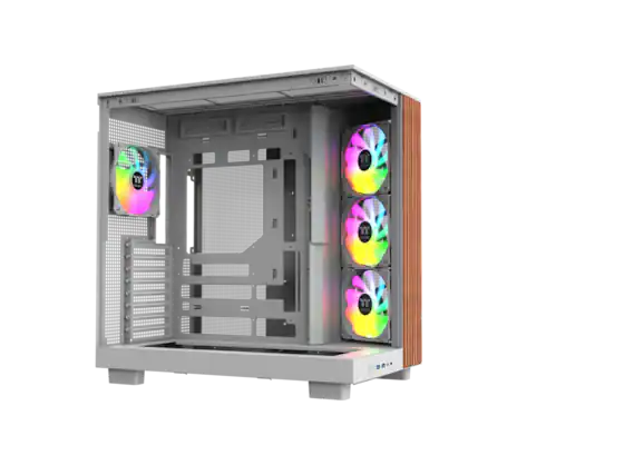 Front. Thermaltake - Thermaltake View 380 XL WS ARGB Mid Tower Chassis with Wood Trim, 4x ARGB Fans, 360mm Radiator, 420mm GPU Clearance - Black.