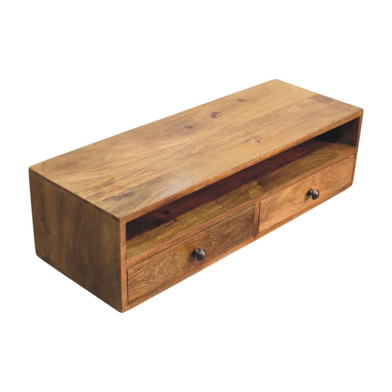Alt View 1. Artisan Furniture - Amber Open Media Unit, 2 Drawers, 1 Open Shelf, Brown - Brown.