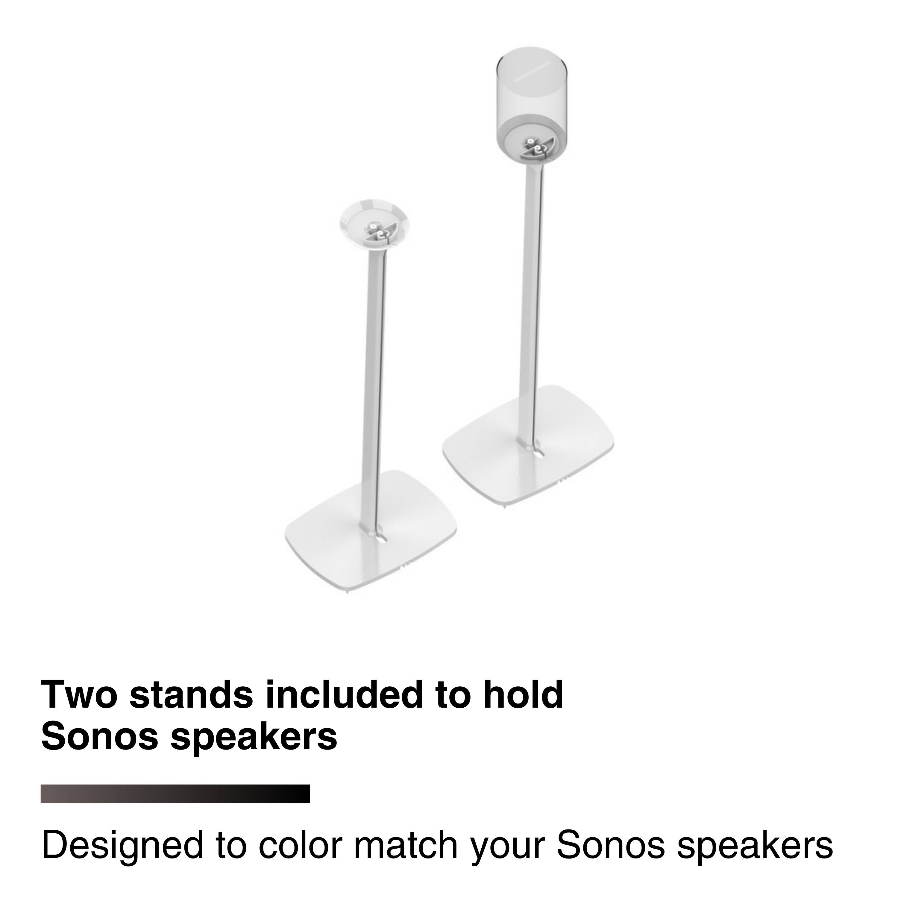 Two stands included to hold Sonos speakers  
Designed to color match your Sonos speakers