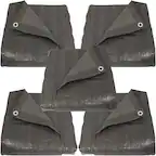 Front. Sunnydaze - Multi-Purpose Tarp - 12 ft x 16 ft - Set of 5 - Dark Gray.