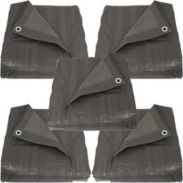 Sunnydaze - Multi-Purpose Tarp - 12 ft x 16 ft - Set of 5 - Dark Gray