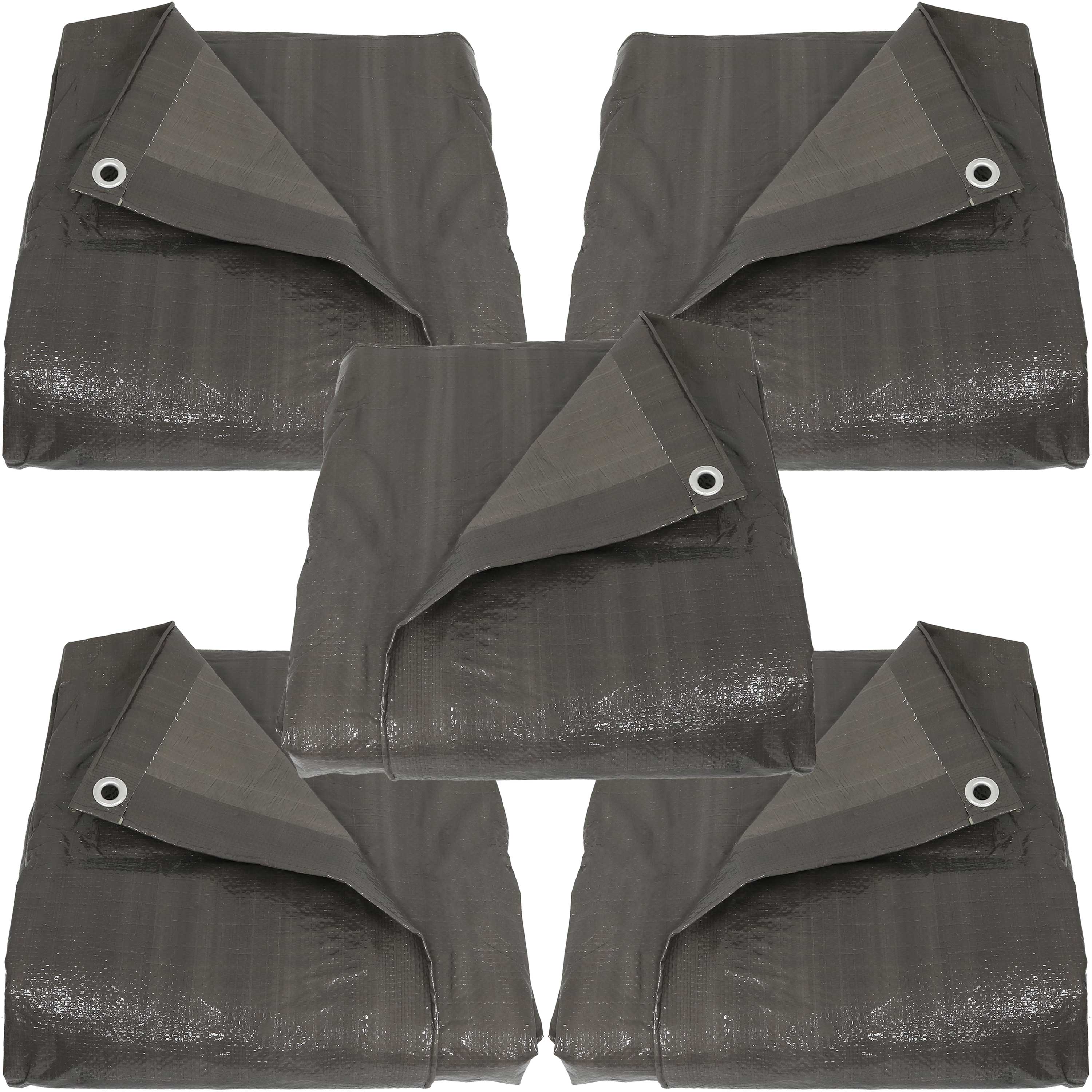 Front. Sunnydaze - Multi-Purpose Tarp - 12 ft x 16 ft - Set of 5 - Dark Gray.