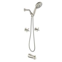 Boyel Living - Shower Set with Dual Handles and 10 Function ABS Handheld Shower - Brushed Nickel