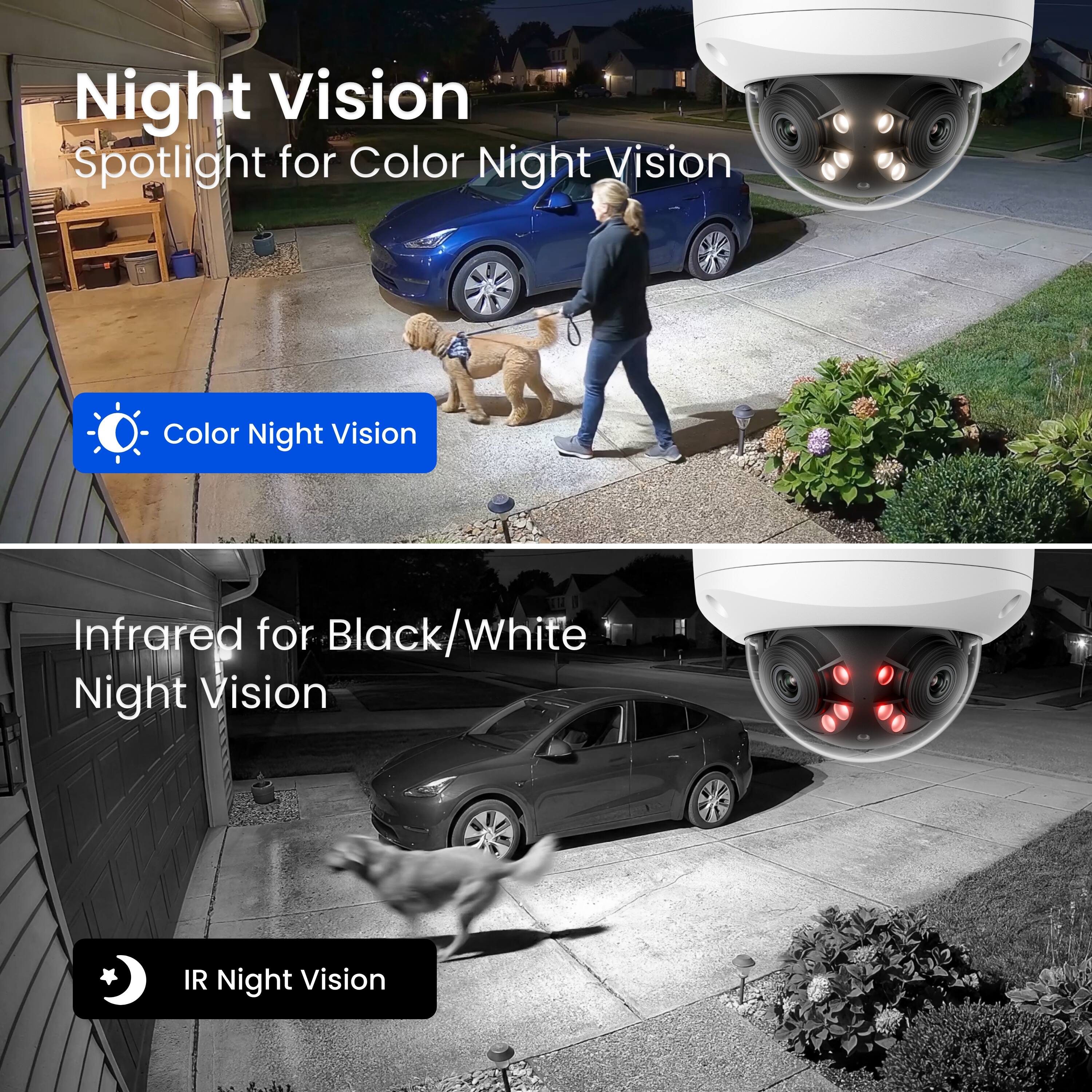 Night Vision Spotlight for Color Night Vision  
Color Night Vision  
Infrared for Black/White Night Vision  
IR Night Vision
