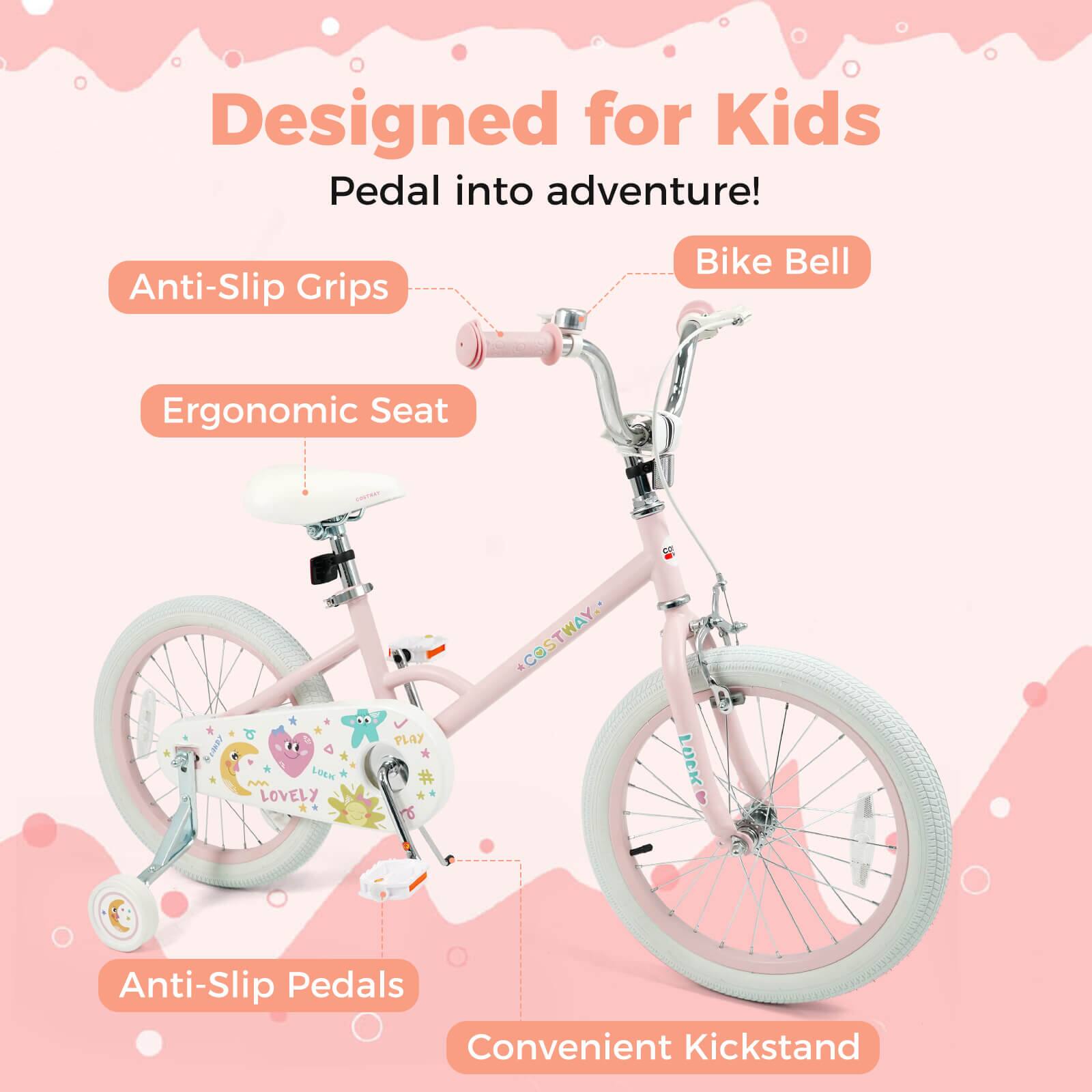 Designed for Kids  
Pedal into adventure!  

- Anti-Slip Grips  
- Bike Bell  
- Ergonomic Seat  
- Anti-Slip Pedals  
- Convenient Kickstand
