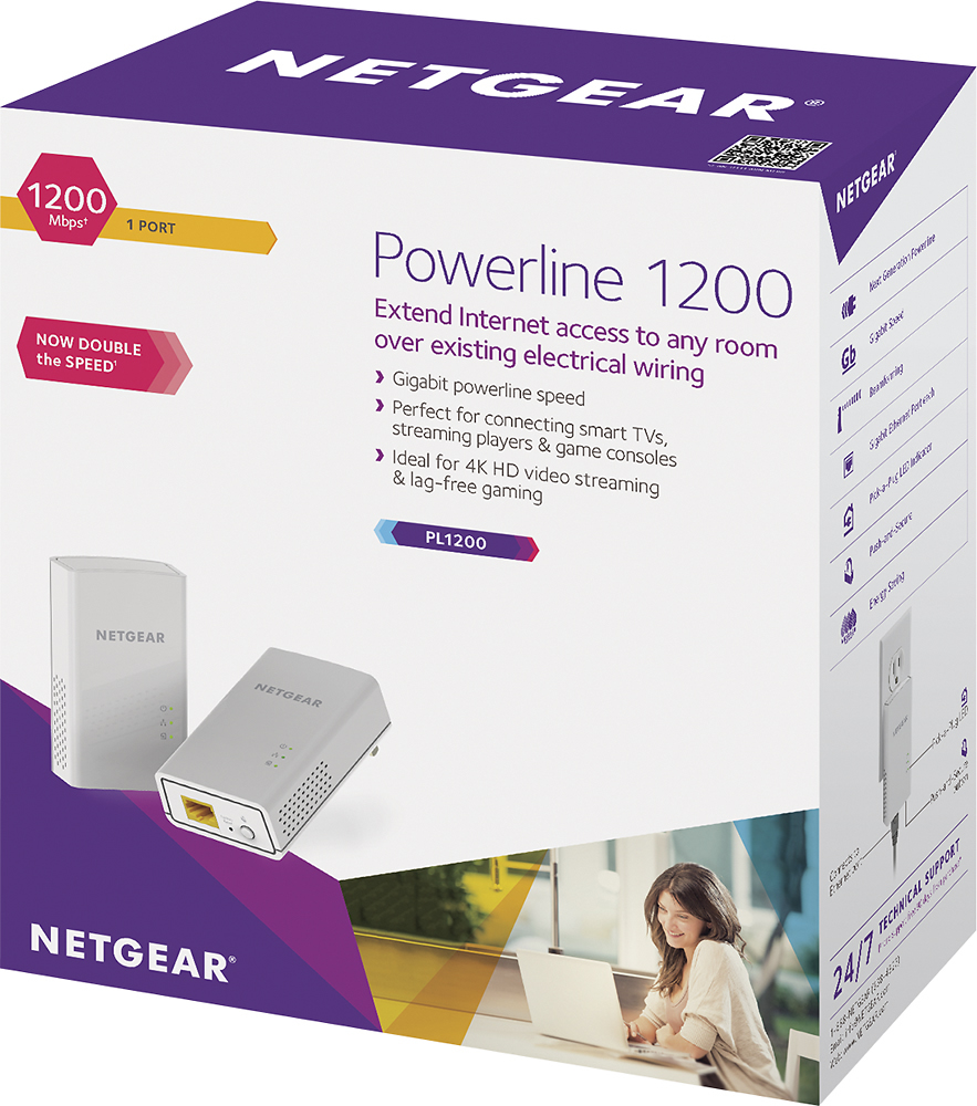 Pair Netgear PL1200-100PAS Powerline 1200 Gigabit Ethernet Adapter 2PCS ZF4-326 
