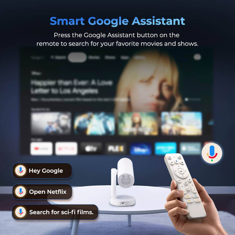 Smart Google Assistant  
Press the Google Assistant button on the remote to search for your favorite movies and shows.

Hey Google  
Open Netflix  
Search for sci-fi films.