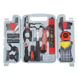 Stalwart - Tool Kit 132 Heat-Treated Pieces with Carrying Case Essential Steel Hand Tool and Basic Repair Set for Home - Gray