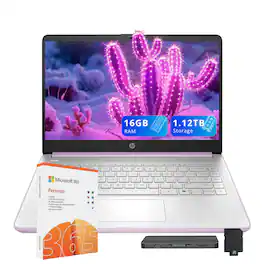HP - Stream 14" HD Student&Business Laptop,Intel N150,16GB RAM,128GB UFS+1TB Docking Set,1 Year Office 365,Win 11s - Purple