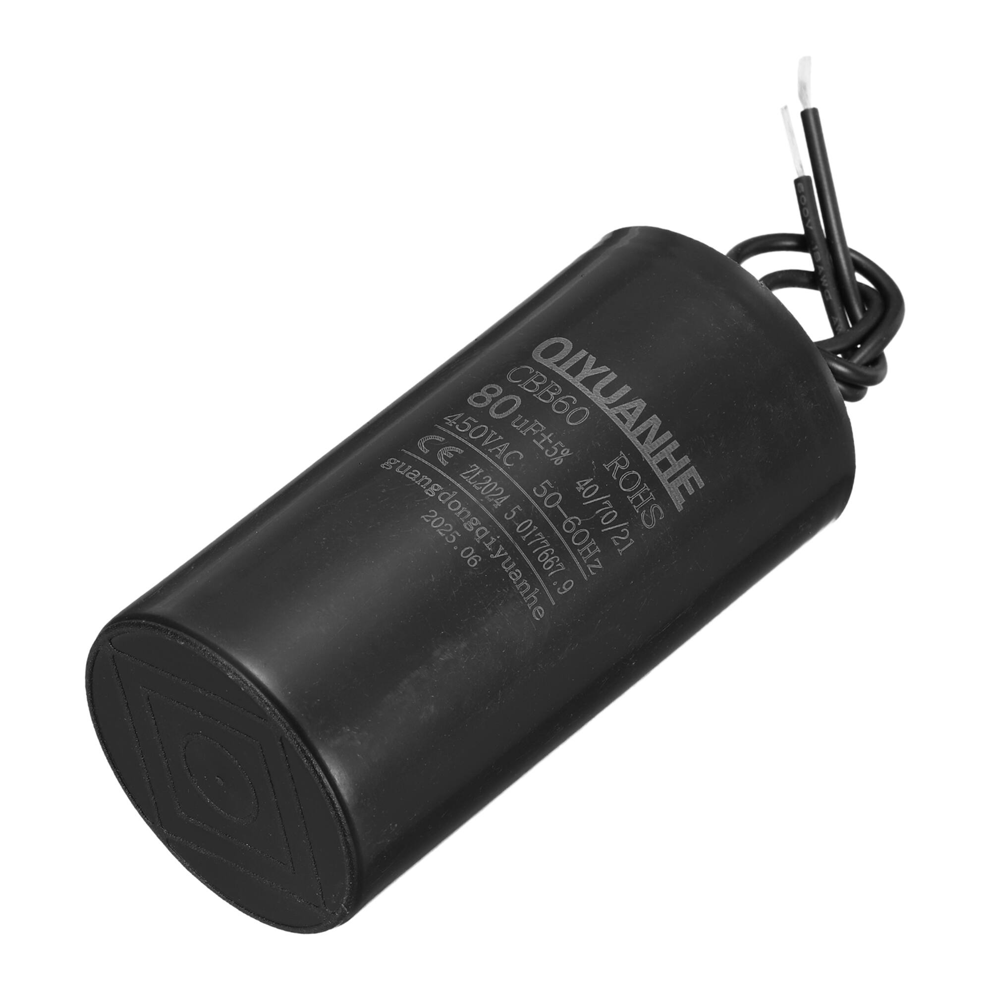 Unique Bargains - 80uF CBB60 Run Capacitor, AC 450V 2 Wires 50/60Hz Cylinder 50x100mm for Air Compressor, Water Pump - Black price history on PriceWatchPro