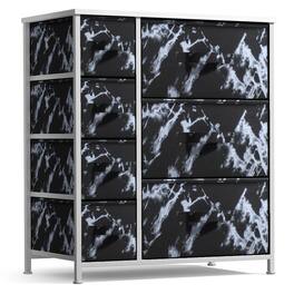 Sorbus - Dresser with 7 Drawers - Storage Chest Organizer with Steel Frame, Wood Top, Handles, Fabric Bins - Marble black