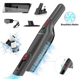 WHALL - Portable Cordless Handheld Vacuum with Strong Suction and LED Light for Home Use - Gray