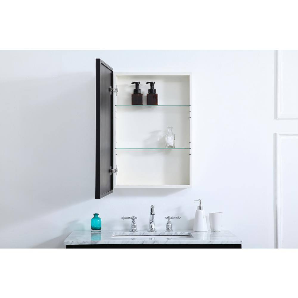 Alt View 2. Elegant Decor - Metal mirror medicine cabinet 20 inch x 28 inch in Black - Black.