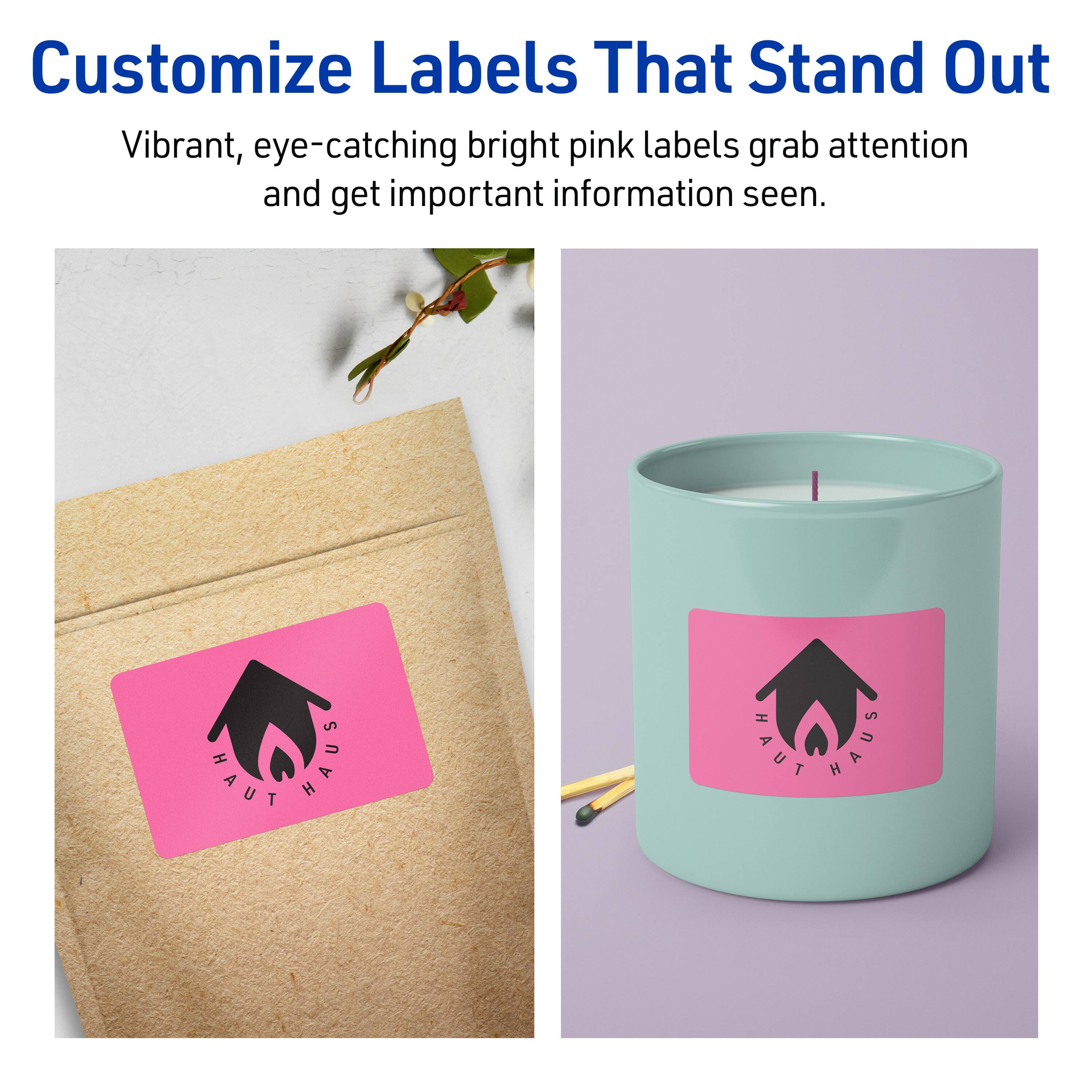 Customize Labels That Stand Out

Vibrant, eye-catching bright pink labels grab attention and get important information seen.

HAUT HAUS