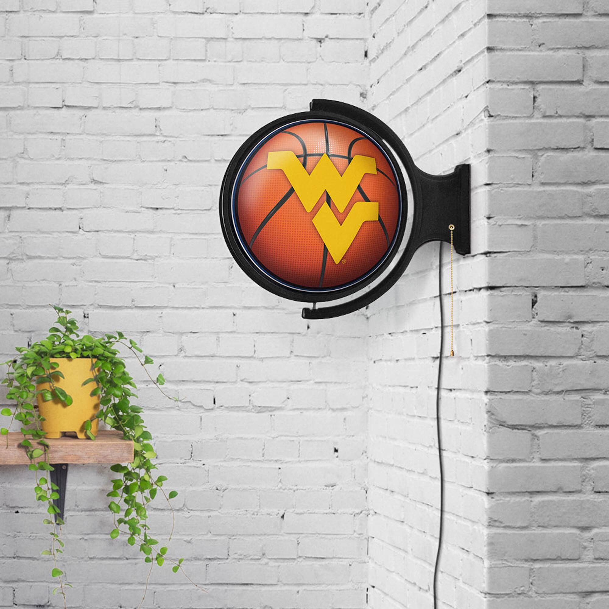 Alt View 3. The Fan-Brand - West Virginia Mountaineers Basketball 21'' x 23'' Rotating Lighted Wall Sign - Multicolor.