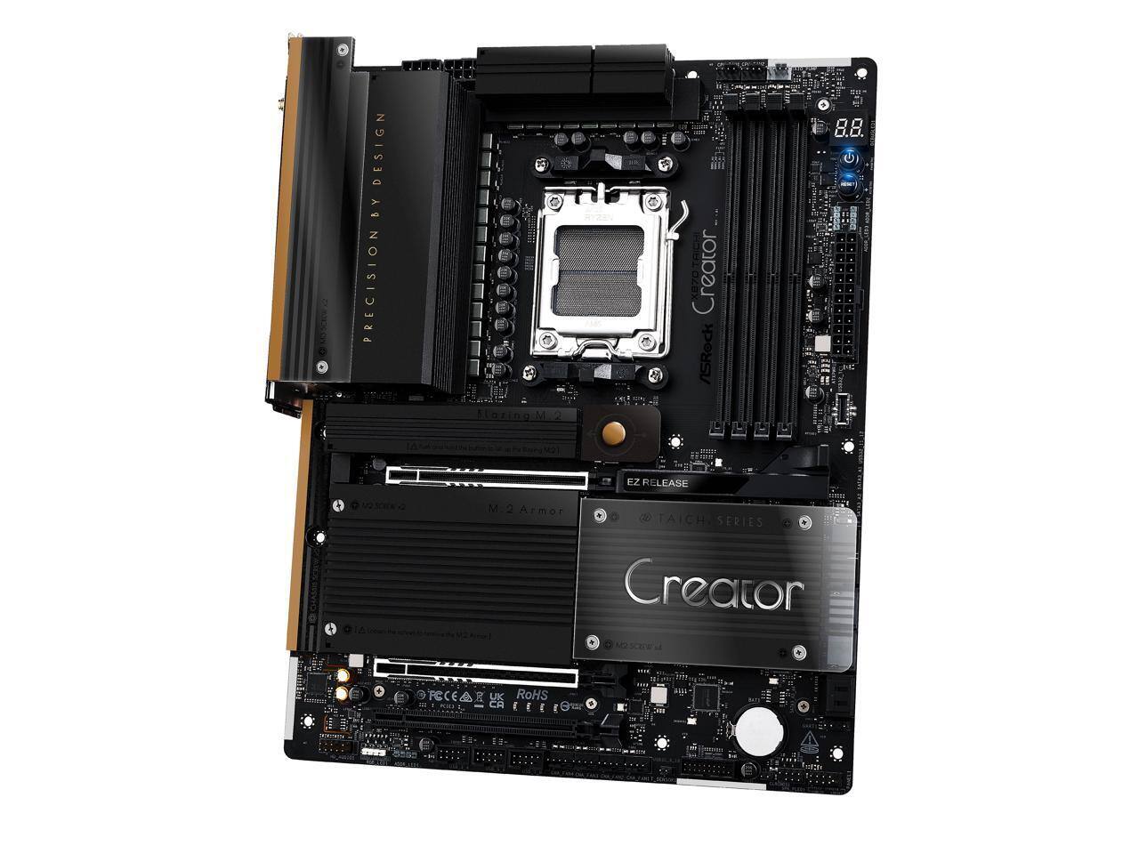 AOSCRe DESIGN BY PRECISION  
10 Mozing.M  
M 2 XB7OTRICHI  
Creator  
ASRock  
8.8.  
EZ RELEASE  
1 M-2 Armor  
TAICH SERIES  
Creator  
5 fd +  
FCCEAR  
UK RoHS