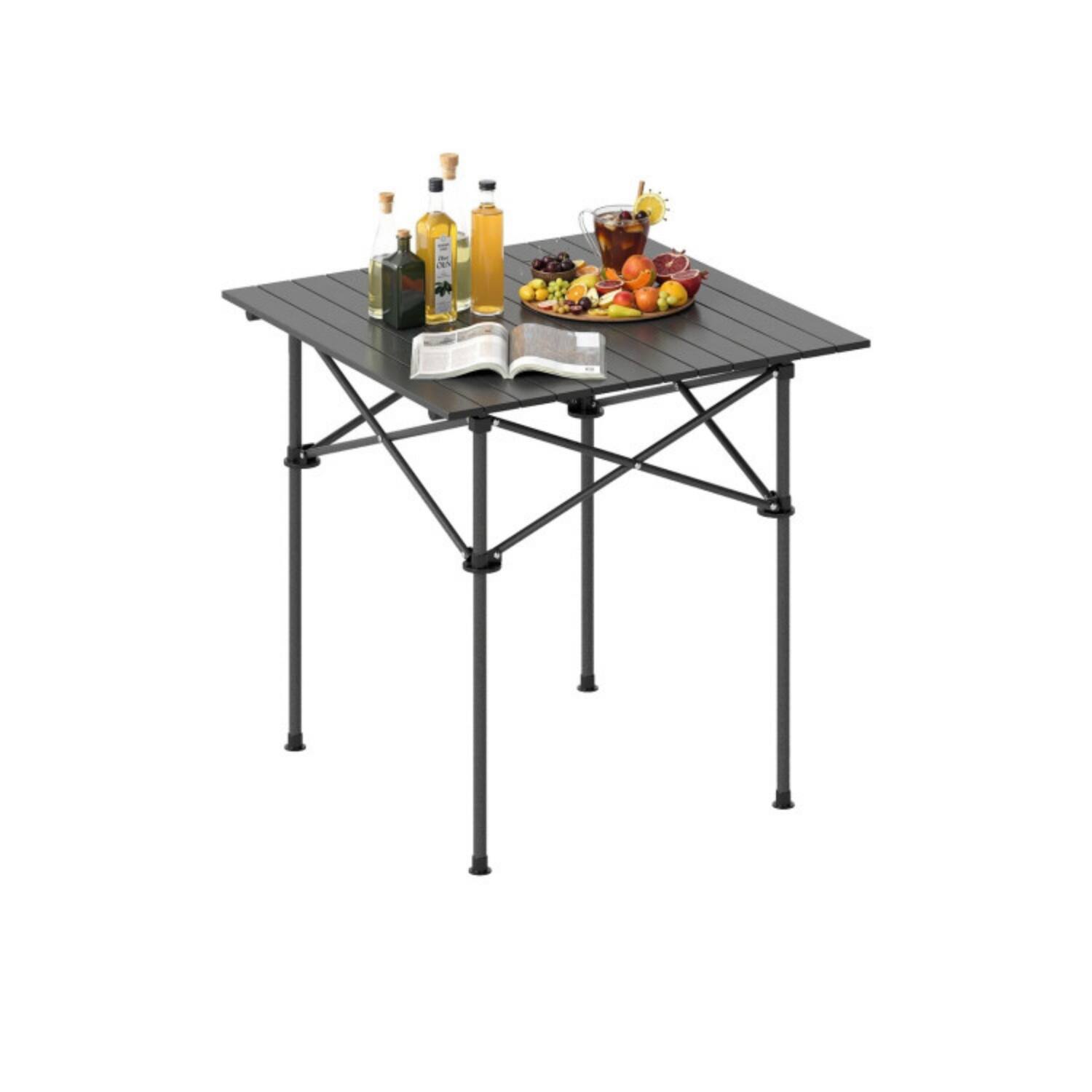 Alt View 4. Mondawe - Folding Roll-Up Camping Table w Aluminum Top & Carry Bag Lightweight 8 lbs Portable 150 lbs Cap. - Black.