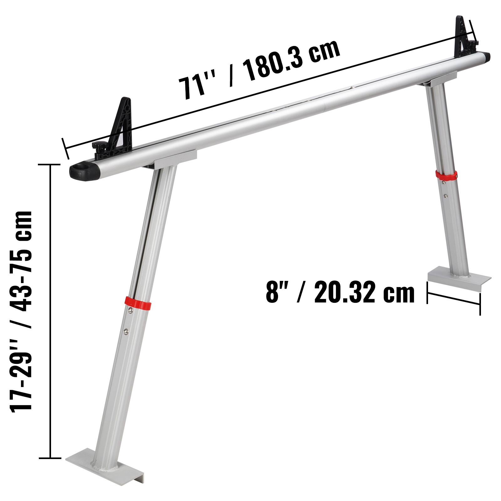 71" / 180.3 cm  
17-29" / 43-75 cm  
8" / 20.32 cm