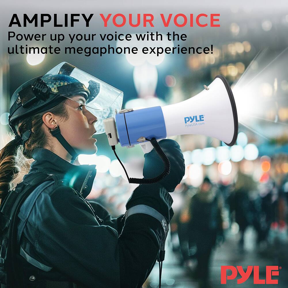 AMPLIFY YOUR VOICE  
Power up your voice with the ultimate megaphone experience!  

PYLE  
PyleUSA.com