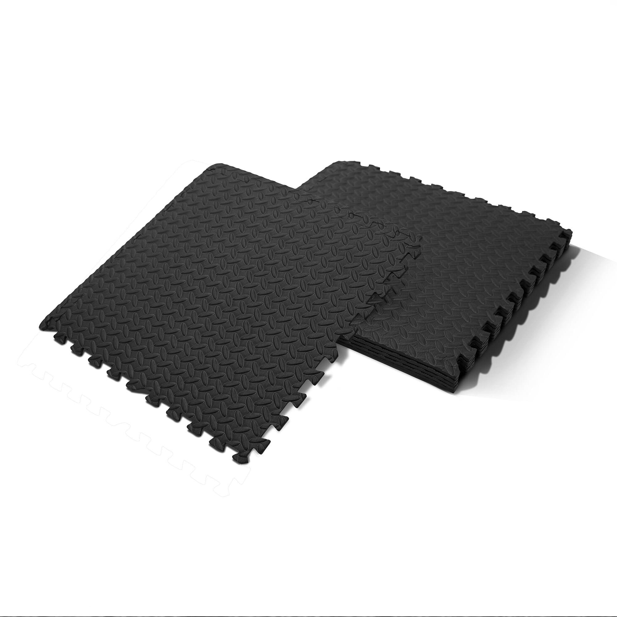 Angle. Centr - Gym Flooring Exercise Mats - 96 Sq Ft - Black.