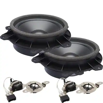 Front. Powerbass - PowerBass OE65C-TY - 6.5" Toyota OEM Component Speaker Upgrade Kit - Pair - Black/Gray.