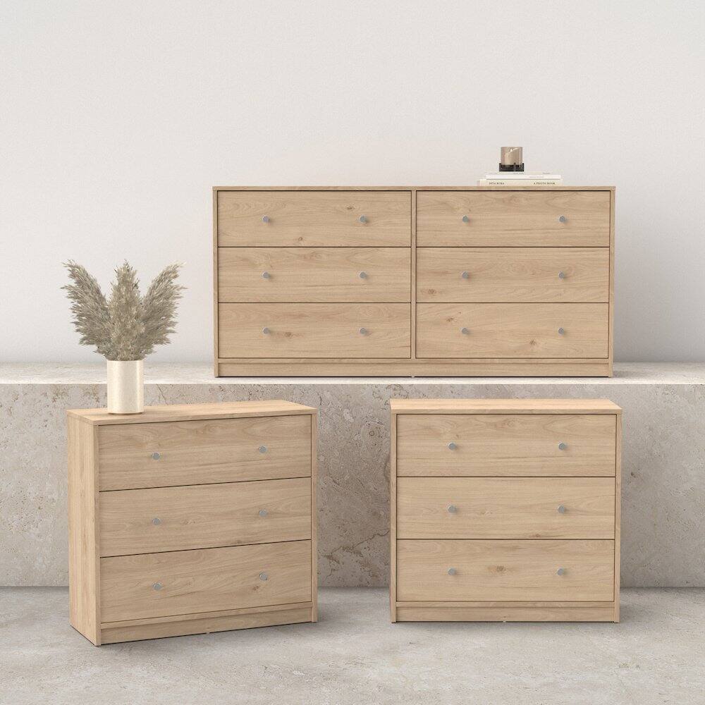 Angle. Tvilum - 3-Piece Bedroom Set - 6 Drawer Double Dresser And Chest Set Of 2 - Brown.