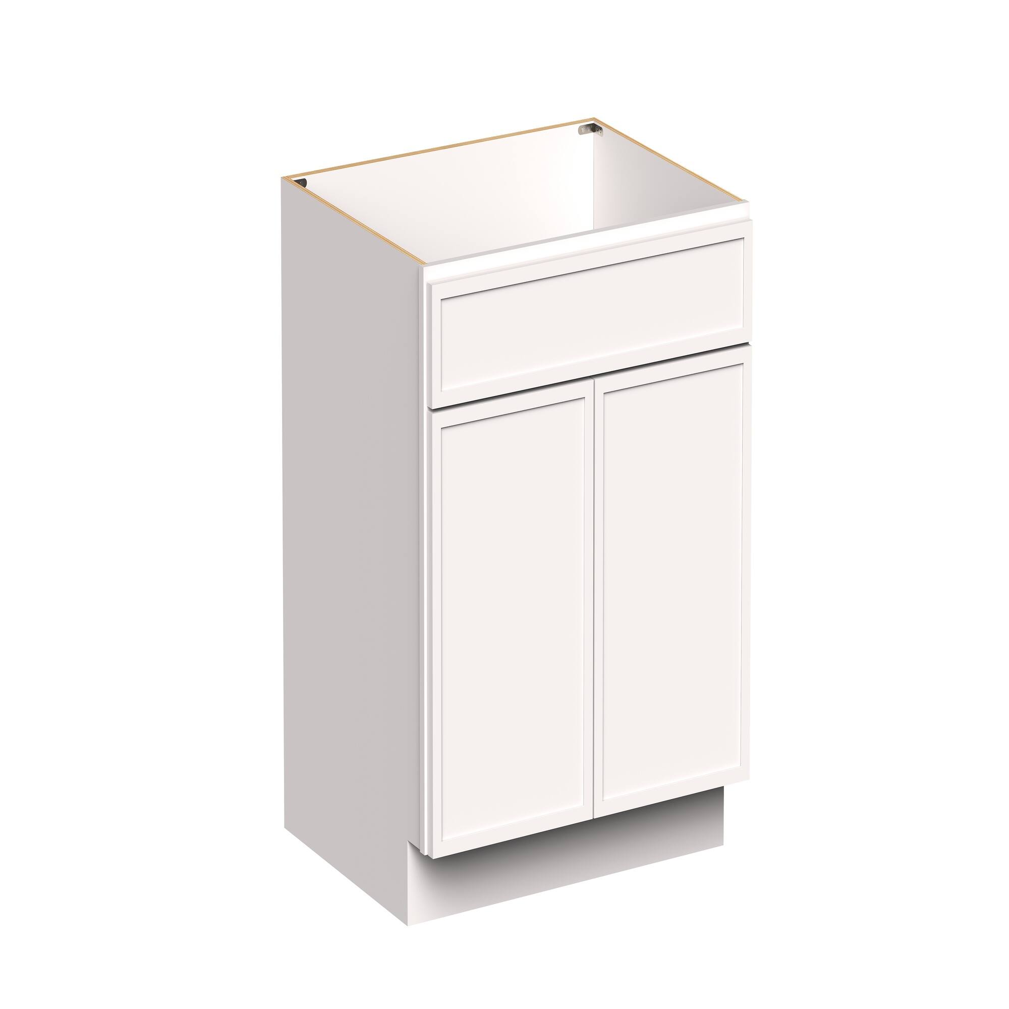 Angle. Boyel Living - 30-in W x 34.5-in H x 24-in D Slim Shaker RTA Kitchen Sink Base Cabinet with Soft-Close - Snow White.
