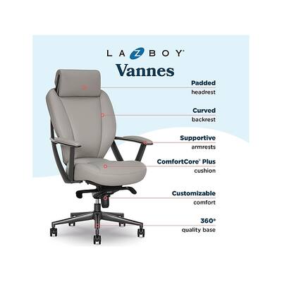 La Z Boy Vannes Ergonomic Polyurethane Swivel Executive Chair Gray La Z Boy Vannes Ergonomic Polyurethane Swivel Executive Chair Gray