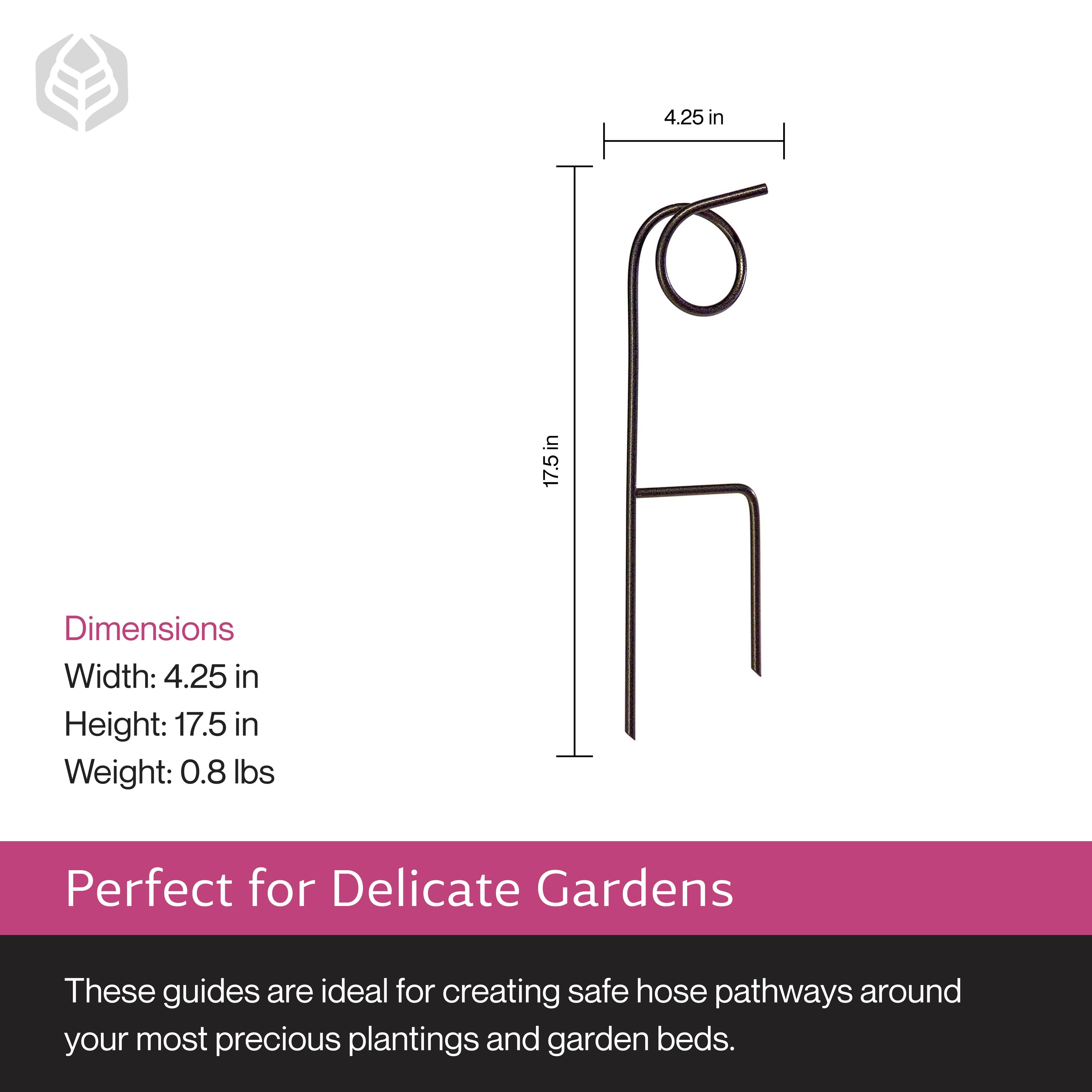 Dimensions  
Width: 4.25 in  
Height: 17.5 in  
Weight: 0.8 lbs  

Perfect for Delicate Gardens  
These guides are ideal for creating safe hose pathways around your most precious plantings and garden beds.