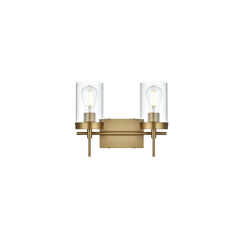 Back. Living District - Taryin 14 inch Wall Sconce in Satin Gold - Satin Gold And Clear.