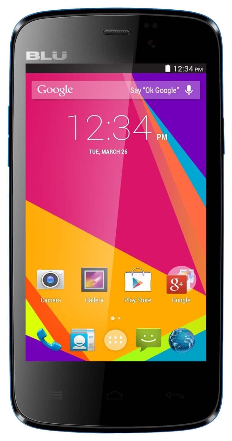 Front. BLU - Life Play Mini 4G with 4GB Memory Cell Phone (Unlocked) - Blue.