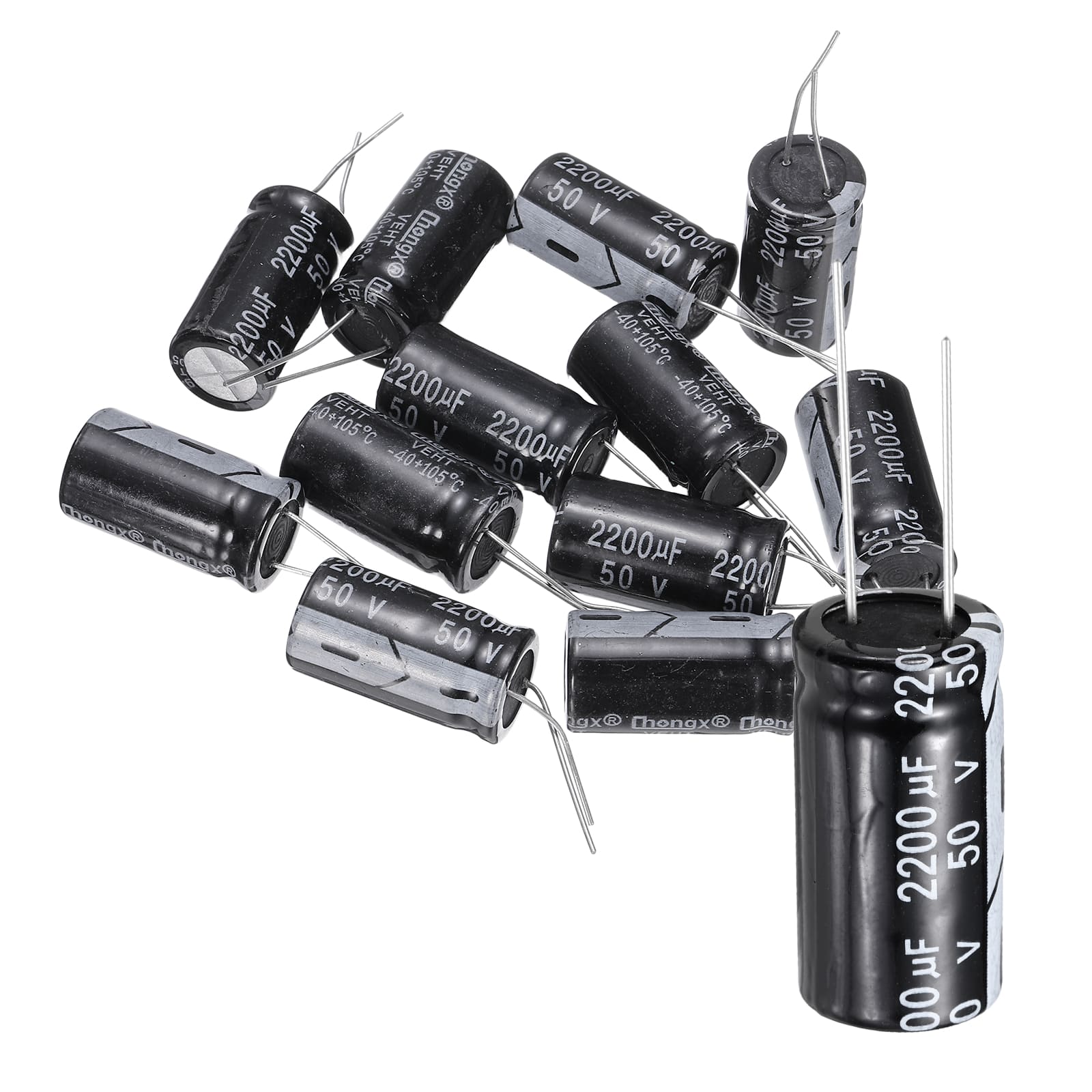 Unique Bargains - 2200uF 50V 16x30mm Electrolytic Capacitor, 105C High Temp Radial Leads, for TVs/LCDs/VCD, 12pcs - Black price history on PriceWatchPro