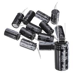 Unique Bargains - 2200uF 50V 16x30mm Electrolytic Capacitor, 105C High Temp Radial Leads, for TVs/LCDs/VCD, 12pcs - Black