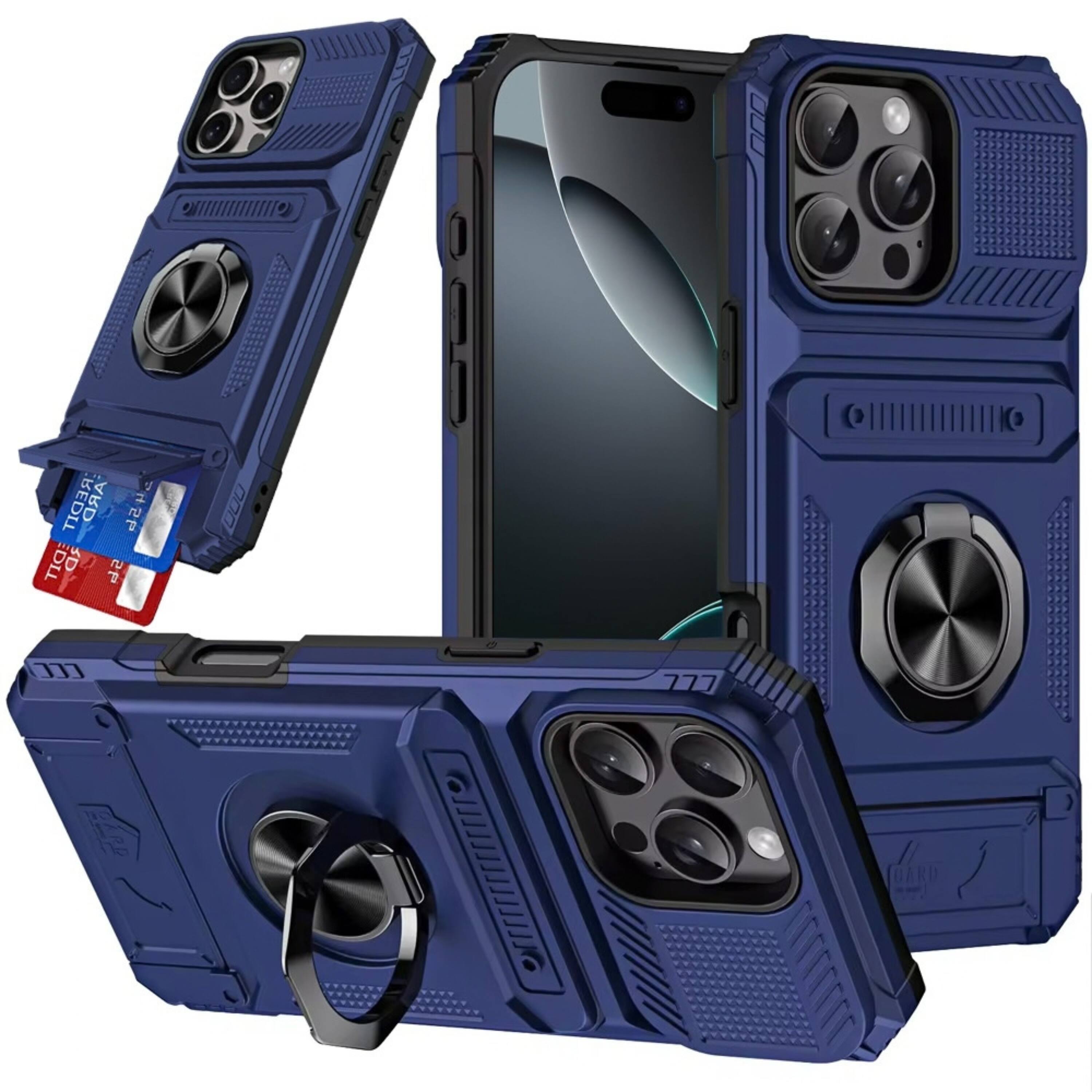 Kitcheniva Rugged 2 Card Holder Metal Ring Stand Phone Case With ...