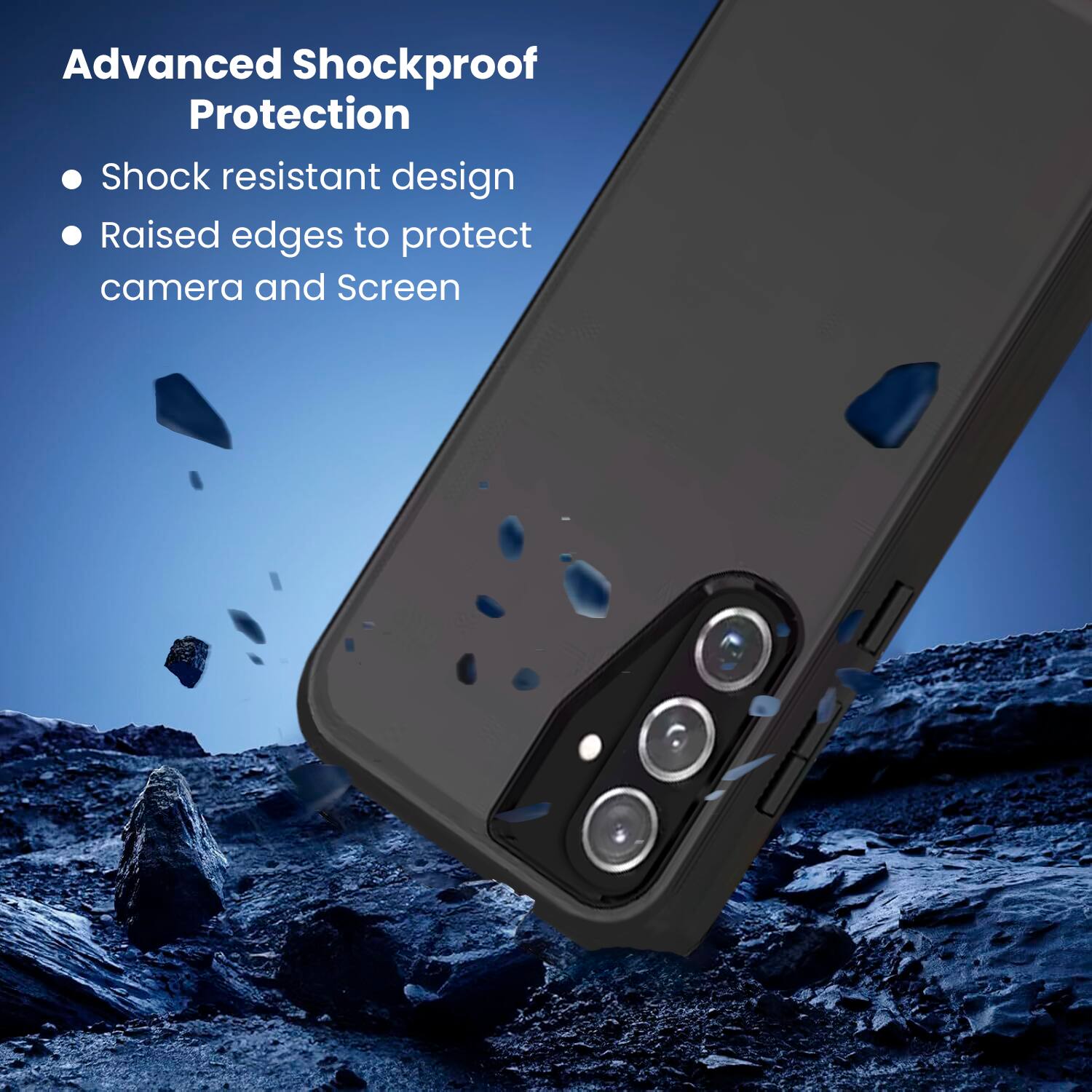 Advanced Shockproof Protection  
- Shock resistant design  
- Raised edges to protect camera and Screen