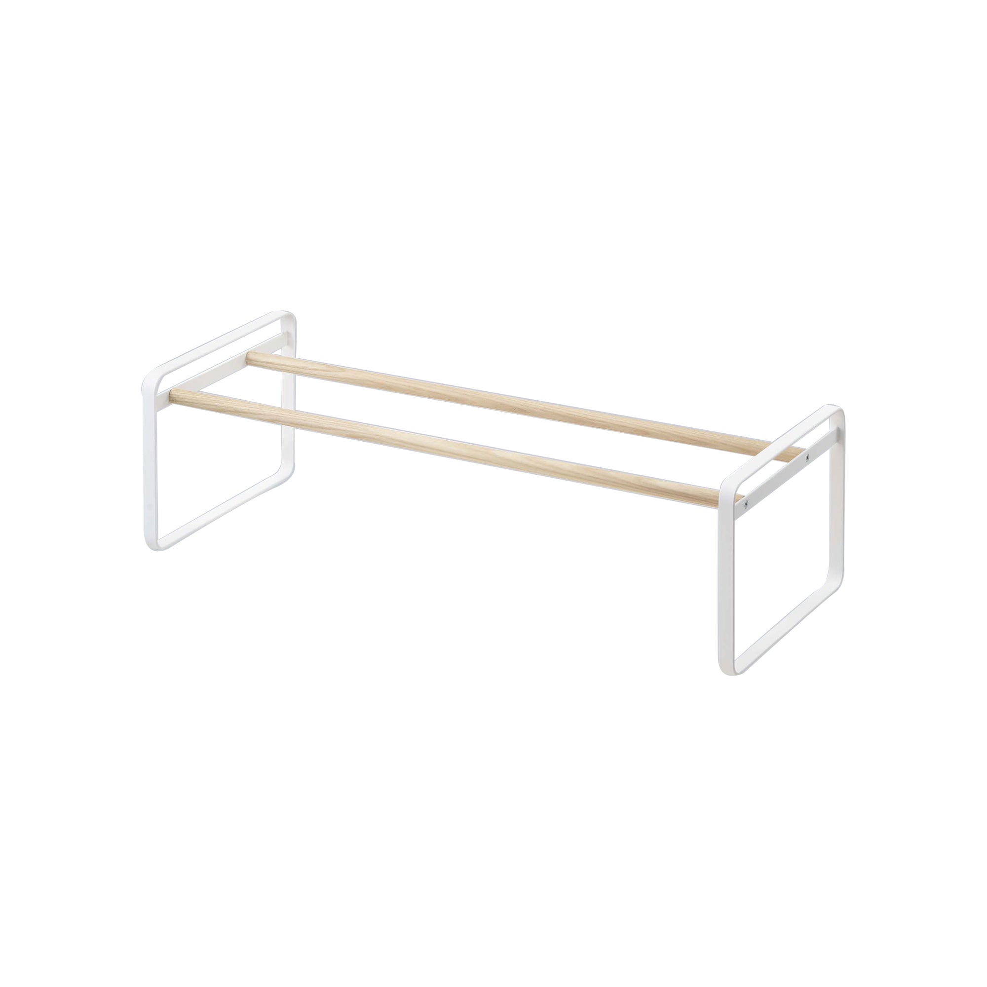 Alt View 1. Yamazaki Home - Stackable Shoe Rack (7" H)  - Steel + Wood - White.