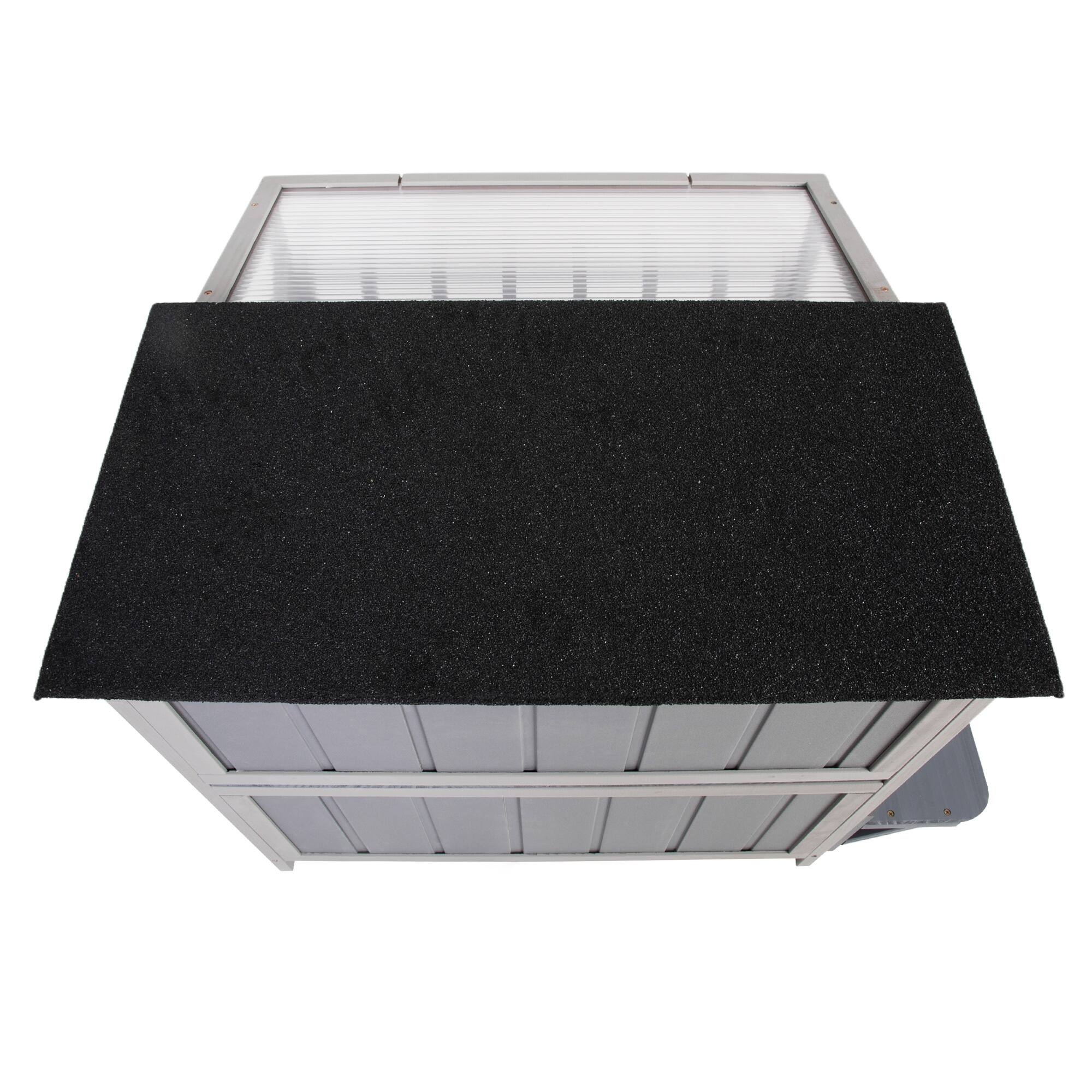 Alt View 2. Boyel Living - Gray 2Tier Insulated Wooden Cat House Outdoor Weatherproof Shelter with Sunlight Roof Balcony Play Platforms Kitty wi - Gray.