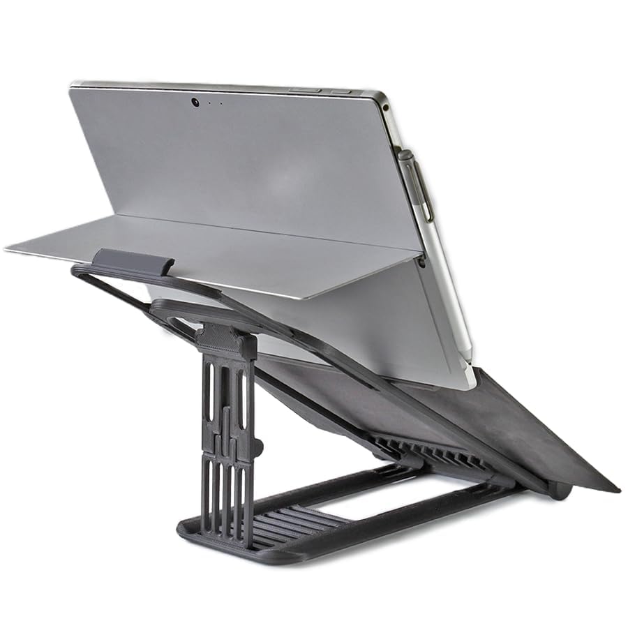 Angle. HongFei - Surface PRO Stand: Lift Your Surface with Keyboard Attached - Reduce Neck Pain, Improve Camera Angle, Portable - Black.