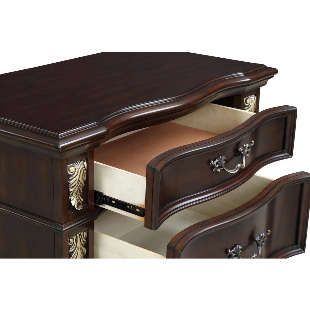 Angle. New Classic Furniture - Furniture Maximus Solid Wood 3-Drawer Nightstand in Madeira - Brown.