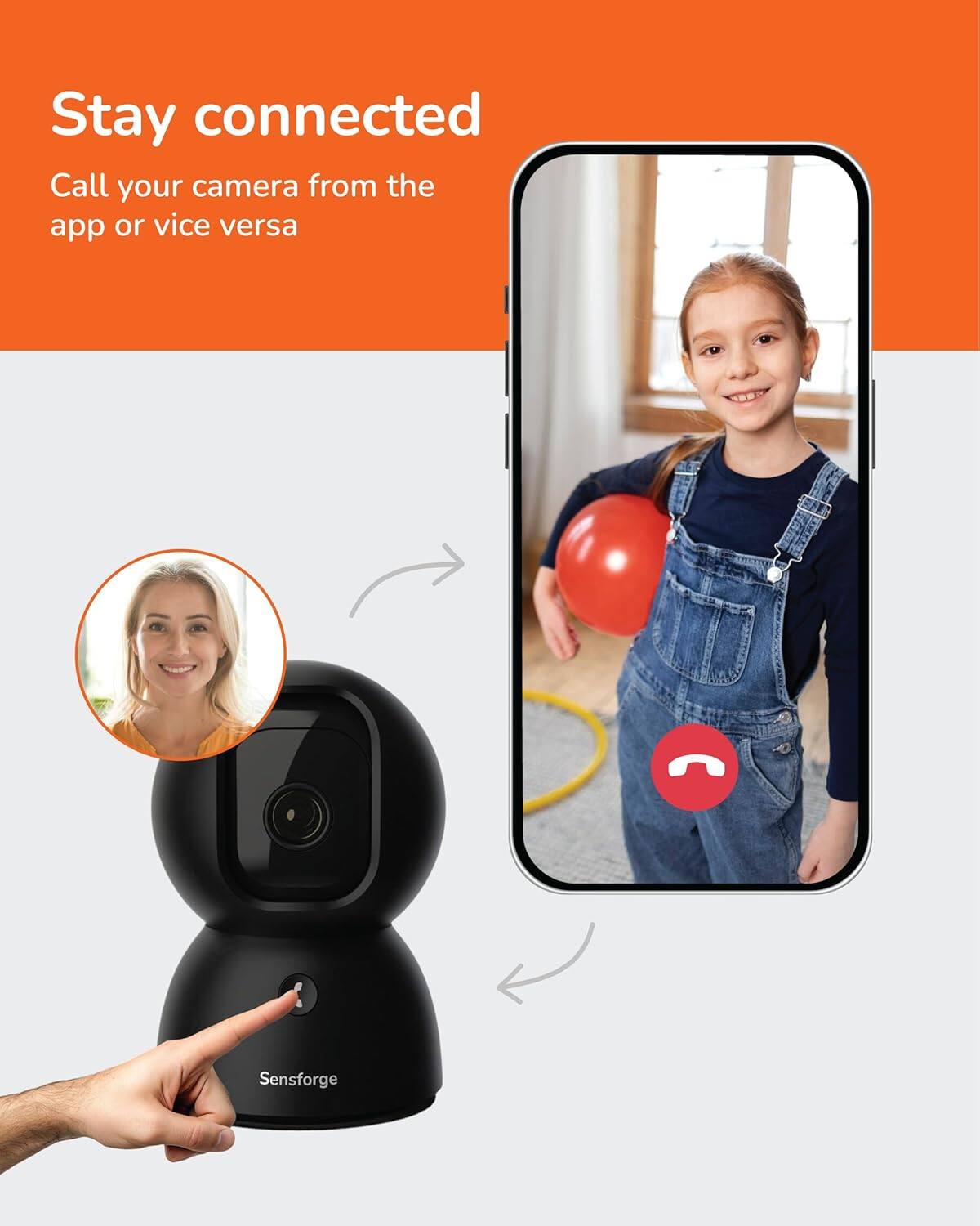 Stay connected  
Call your camera from the app or vice versa