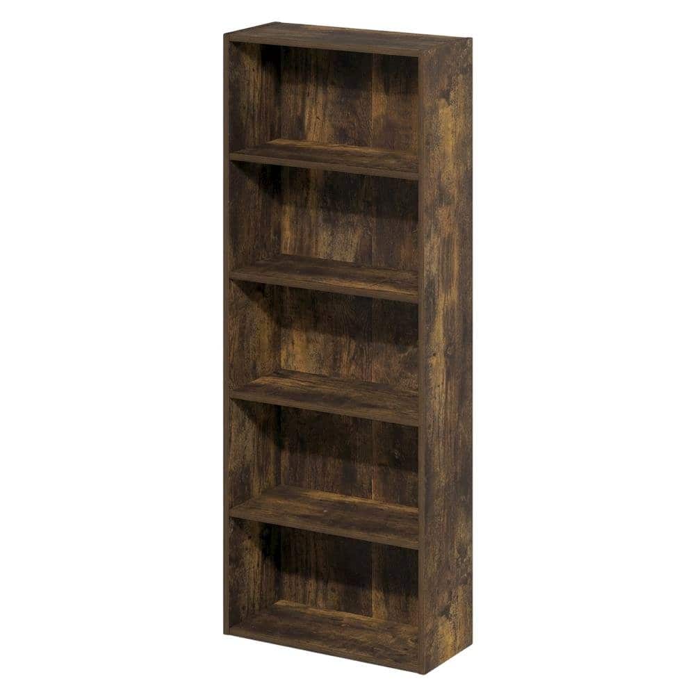 FurniFact - Wooden bookcase with open shelves for storage and display - Amber Pine